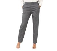 STAR FASHION Ladies Winter Herringbone Work Trousers Straight Leg Formal Office Pants with Half Elasticated Waist & Pockets Women’s Professional Bottoms Grey-20-S