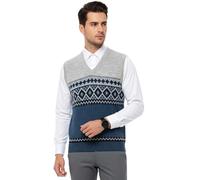 STAR FASHION Men’s Sweater Vest Argyle Pattern Knitted Sleeveless V-Neck Tank Top Jumper Classic Jersey Pullover for Golf Cricket Sports Casual Wear Acrylic Knit Beige-M