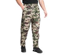 STAR FASHION Mens Fleece Lined Thermal Cargo Trousers Combat Elasticated Waist Full Length Bottoms Pants for Men Green Camouflage-XL