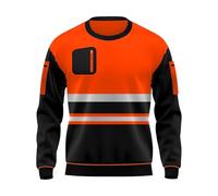 STAR FASHION Mens Hi Vis Sweatshirt Long Sleeves High Viz Visibility Reflective Tape Safety Contrast Reflective Effects Round Neck Work Wear Top for Men Orange Black-XXL