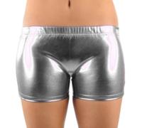 STAR FASHION Metallic Hot Pants for Womens Shiny Shorts Ladies Disco Party Wet Look Hot Pant Elasticated Waist Rave Short Pants Bottoms Silver ML