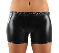 STAR FASHION Metallic Hot Pants for Womens Shiny Shorts Ladies Disco Party Wet Look Hot Pant Elasticated Waist Rave Short Pants Bottoms Black ML
