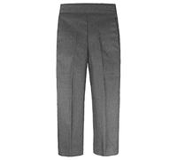 STAR FASHION New Boys School Uniform Half Elasticated Waist Pull Up Trousers Plain Style Front Pockets Trouser Formal Schoolwear Kid’s Bottom Pants Black Grey Navy UK Ages 2-10 Years