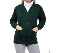 STAR FASHION New Kids Unisex School Fleece Button Cardigans for Girls/Boys Uniform Long Sleeve Buttons up Sweater Formal Plain V Neck Open Front Pockets Kid’s Cardigan Ages 2-14 Years Bottle Green