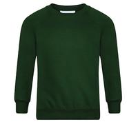 STAR FASHION New Kids Unisex School Uniform Jumper for Girls/Boys Long Sleeve Solid Style Crew Round Neck Sweatshirt Kid’s Sweater Ages 2-14 Years Bottle Green