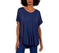 STAR FASHION New Ladies Womens Oversized Casual Tee Loose Baggy T-Shirts Plain Solid Short Sleeve Tops Blouses Vests One Size (12-22) Navy