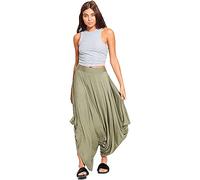 STAR FASHION New Women Ladies Alibaba Lagenlook Gathered Draped Baggy Harem Pants Loose Stretchy Trousers/Khaki/UK 16-22 (One Size)
