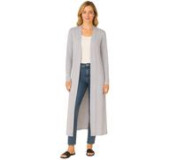 STAR FASHION New Women Long Sleeve Maxi Ladies Open Front Floaty Long Boyfriend Cardigan | Light Grey |UK Size 12-14
