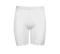 STAR FASHION New Women's Cycling Shorts Ladies Lace Trim Bike Dancing Yoga Gym Exercise Stretchy Short White 16-18
