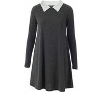 STAR FASHION New Women's Ladies Long Sleeve Peter Pan Collar Flared Festive Halloween Swing Dress Top A-Line Plus Size Jersey UK 8 to 26 Charcoal