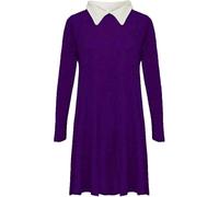 STAR FASHION New Women's Ladies Long Sleeve Peter Pan Collar Flared Festive Halloween Swing Dress Top A-Line Plus Size Jersey UK 8 to 26 Purple