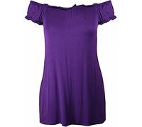 STAR FASHION Semi Sheer Boho Shoulder Off Elasticated Gather Long Gypsy Summer Top Cosplay Strapless Camisole Steampunk Pirate Costume Blouse for Woman (Purple)