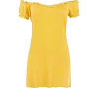 STAR FASHION Semi Sheer Boho Shoulder Off Elasticated Gather Long Gypsy Summer Top Cosplay Strapless Camisole Steampunk Pirate Costume Blouse for Woman (Yellow)