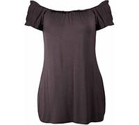 STAR FASHION Semi Sheer Boho Shoulder Off Elasticated Gather Long Gypsy Summer Top Cosplay Strapless Camisole Steampunk Pirate Costume Blouse for Woman (Dark Brown)