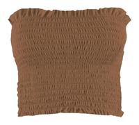 STAR FASHION Sheering Crop Boobtube for Womens Crepe Fabric Boobtube Vest Tops Ladies Gather Strapless Top Shirred Bandeau Summer Bra Crop Top-Mocha-16-18