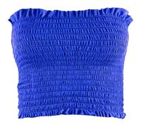 STAR FASHION Sheering Crop Boobtube for Womens Crepe Fabric Boobtube Vest Tops Ladies Gather Strapless Top Shirred Bandeau Summer Bra Crop Top-Royal-16-18