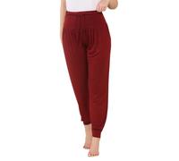 STAR FASHION Tie Harem Pants for Womens Tie Waist Drawstring Elasticated Hareem Trousers Ladies Ankle Cuffed Plain Harem Bottoms Wine-XXL
