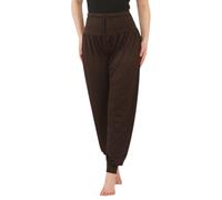 STAR FASHION Tie Harem Pants for Womens Tie Waist Drawstring Elasticated Hareem Trousers Ladies Ankle Cuffed Plain Harem Bottoms Brown-XXL