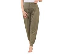 STAR FASHION Tie Harem Pants for Womens Tie Waist Drawstring Elasticated Hareem Trousers Ladies Ankle Cuffed Plain Harem Bottoms Khaki-XXL