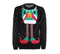 STAR FASHION Unisex Mens Women ELF Body Christmas Jumper Joker Knitted Xmas Sweater TOP Black UK Size 16-18