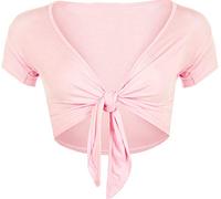 STAR FASHION Women Cap Sleeve Bolero Shrug Tie Up Front Cropped Cardigan Short Sleeves Top Baby Pink UK 20-22