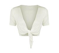 STAR FASHION Women Cap Sleeve Bolero Shrug Tie Up Front Cropped Cardigan Short Sleeves Top Cream UK 20-22