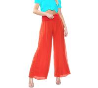 STAR FASHION Women Italian Silk Lagenlook Trouser Quirky Layering Ladies Plain Flap Elastic Waist Leggings UK Plus Size 14-22 Red
