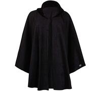 STAR FASHION Women Ladies Batwing Plus Size Plain Fleece Faux Fur Collar Tie Cape Poncho Coat Warm Up Oversized Coats Sweater One Size (UK 16-28) Black