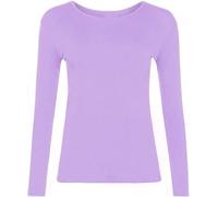 STAR FASHION Women Ladies Long Sleeve Round Neck Plain Top Stretchy Casual T Shirts Basic Slim fit Tee Tops UK Size 24-26 - Lilac