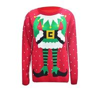 STAR FASHION Women/Ladies Men Unisex Christmas Jumper Knitted Xmas Sweater-Joker Red UK Size 16-18