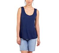 STAR FASHION Women Ladies Plain Sleeveless Vest Scoop Neck Top Solid Plain Style Stretchy Tank Tops Super Soft Casual Sport Gym Vests/Shirts Navy Blue UK 16-18