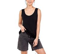 STAR FASHION Women Ladies Plain Sleeveless Vest Scoop Neck Top Solid Plain Style Stretchy Tank Tops Super Soft Casual Sport Gym Vests/Shirts Black UK 16-18