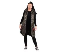 STAR FASHION Women Ladies Sleeveless Winter Long Hooded Jacket Hooded Parachute Puffer Coat Gilet Waistcoat Padded Bodywarmer Zipped Open Front Winter Coats UK Size 12-18 (One Size)