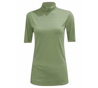 STAR FASHION Women/Ladies Turtle Polo High Roll Neck Causal Vest Top ¾ Short Sleeve Plain Stretch Soft Material T-Shirts Jumper Khaki
