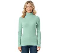 STAR FASHION Women’s Knitted Polo Neck Ribbed Jumper Long Sleeve High Roll Neck Winter Sweater Ladies Warm Stretch Cardigan Top Mint 8-10