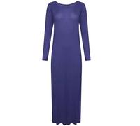 STAR FASHION Women’s Long Sleeve Maxi Dress Stretchy Ladies Plain Jersey Round Neck Casual Style Plus Size UK 8-26 Navy