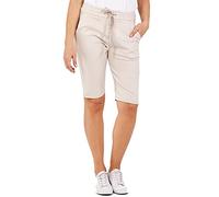 STAR FASHION Women’s New Italian Plain Elastic Waist Magic Shorts Ladies Knee Length 3/4 Cropped Trousers Turn Up Side Pockets Drawstring Belt Summer Beach Pants Short Pajamas | Stone | 8-10