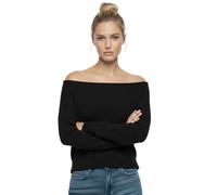 STAR FASHION Women’s Off Shoulder Chunky Knitted Crop Jumper Cable Knit Slash Neck Long Sleeve Cropped Pullover Sweater Winter Acrylic Oversized Baggy Knitwear Black SM