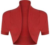 STAR FASHION Women’s Short Sleeve Stretchy Ribbed Bolero Shrug Ladies Collared Short Plain Design Crop Cardigan Top Open Front Shrugs UK Size 8-14