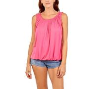STAR FASHION Women’s Sleeveless Balloon Vest Top Ladies Loose fit Round Scoop Pleated Tunic Tops Shirts Blouse Elasticated Stretch Summer Jersey Multi Colors - Fuchsia 16-18