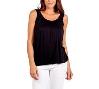 STAR FASHION Women’s Sleeveless Balloon Vest Top Ladies Loose fit Round Scoop Pleated Tunic Tops Shirts Blouse Elasticated Stretch Summer Jersey Multi Colors- Black 8-10