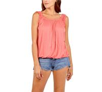 STAR FASHION Women’s Sleeveless Balloon Vest Top Ladies Loose fit Round Scoop Pleated Tunic Tops Shirts Blouse Elasticated Stretch Summer Jersey Multi Colors - Coral 16-18