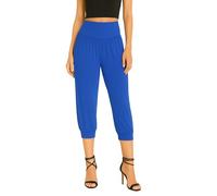 STAR FASHION Womens 3/4 Ali Baba Harem Trousers Cropped Baggy Pants Ladies Plus Size Stretchy Hareem Shorts with Elasticated Waistband & Leg Cuffs Royal Blue 8-10