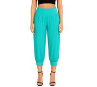STAR FASHION Womens 3/4 Ali Baba Harem Trousers Cropped Baggy Pants Ladies Plus Size Stretchy Hareem Shorts with Elasticated Waistband & Leg Cuffs Torquis 16-18