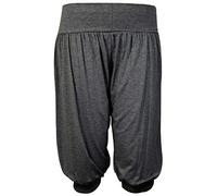 STAR FASHION Womens 3/4 Ali Baba Harem Trousers Cropped Baggy Pants Ladies Plus Size Stretchy Hareem Shorts with Elasticated Waistband & Leg Cuffs Charcoal 8-10