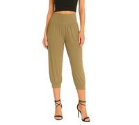 STAR FASHION Ladies Ali Baba Trousers 3/4 Harem Womens Plain Shorts Cropped Pants Leggings Plus Size (White, 8-10)