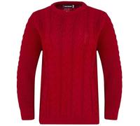 STAR FASHION Women's Acrylic Jumper Sweater Long Sleeve Knitted Chain Link Pattern On Front Back Ladies Crew Neck Thick Knit Winter Cardigan Red XLarge