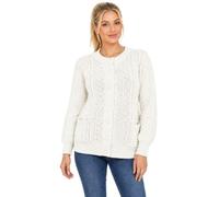 STAR FASHION Womens Aran Cable Knitted 7 Button Cardigan Ladies Loose and Stretchy Long Sleeve 2 Pocket Round Neck Sweater Cadigan UK Size 8 to 22
