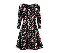 STAR FASHION Women's Christmas Party Dress - Snowman Printed Skater Dress - Secret Santa Gift - Size 12-14