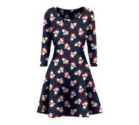 STAR FASHION Womens Christmas Party Dress Snowman Swing Dress Novelty Printed Skater Xmas Dress Secret Santa Gift Penguin Ver 4 ML
